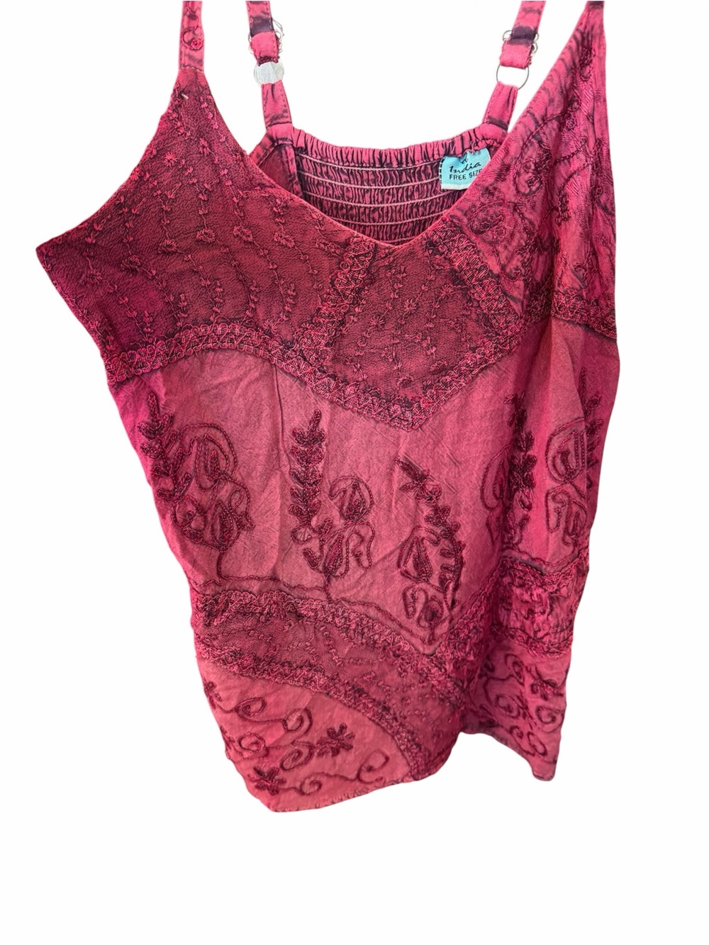 Woman’s boho Pink Embroidered Cami Tank Top made in India
